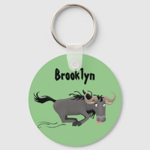 Llavero Funny Wildebeest corriendo ilustracion personaliza