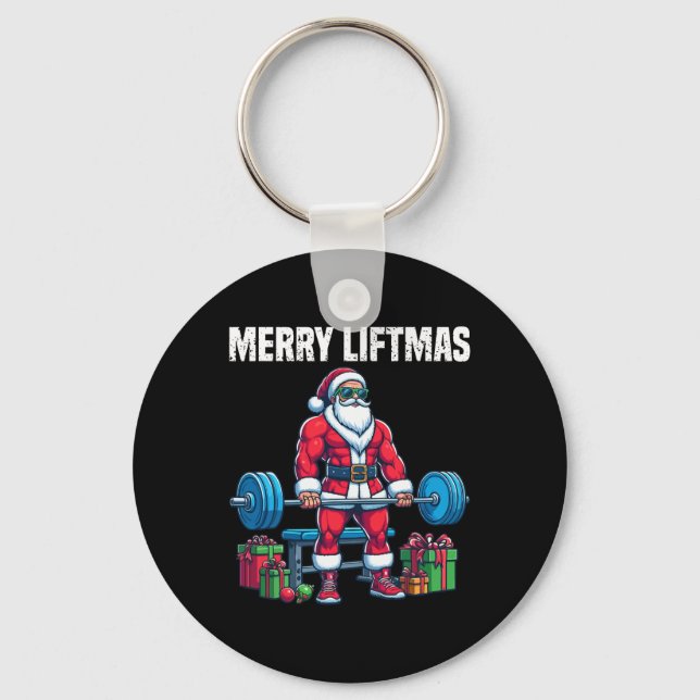 Llavero Funny Workout Lifting Navidades Santa Squat Gym Bo (Anverso)