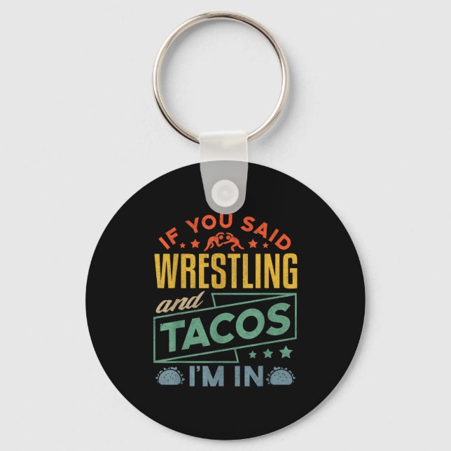 Llavero Funny Wrestling And Tacos Shirt Wrestle Retro Men  (Anverso)