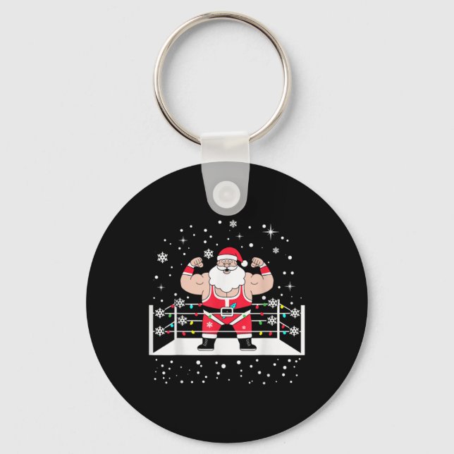 Llavero Funny Wrestling Santa Xmas Lights Wrestling Christ (Anverso)