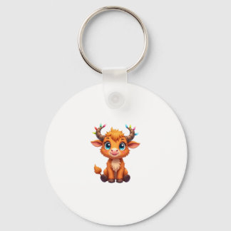 Llavero Funny Xmas Cow Lights Boys Girls Cute Highland Cow