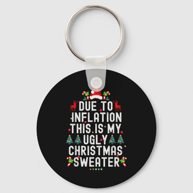 Llavero Funny Xmas Due To Inflation Ugly Christmas Sweater (Anverso)