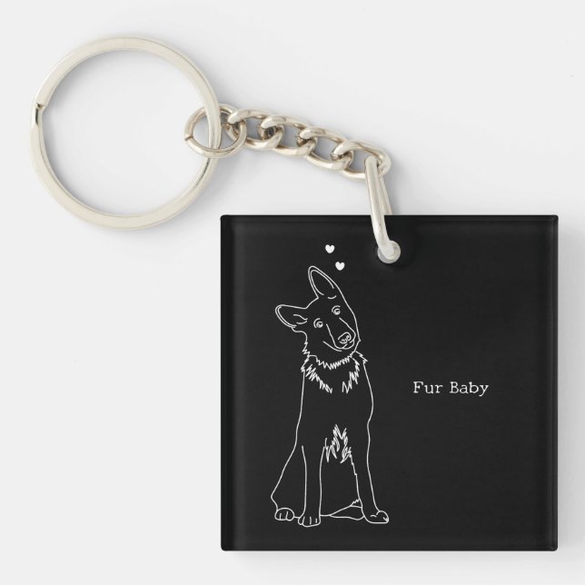 Llavero Fur Baby Dog Lover Simple Outline Design (Frente)