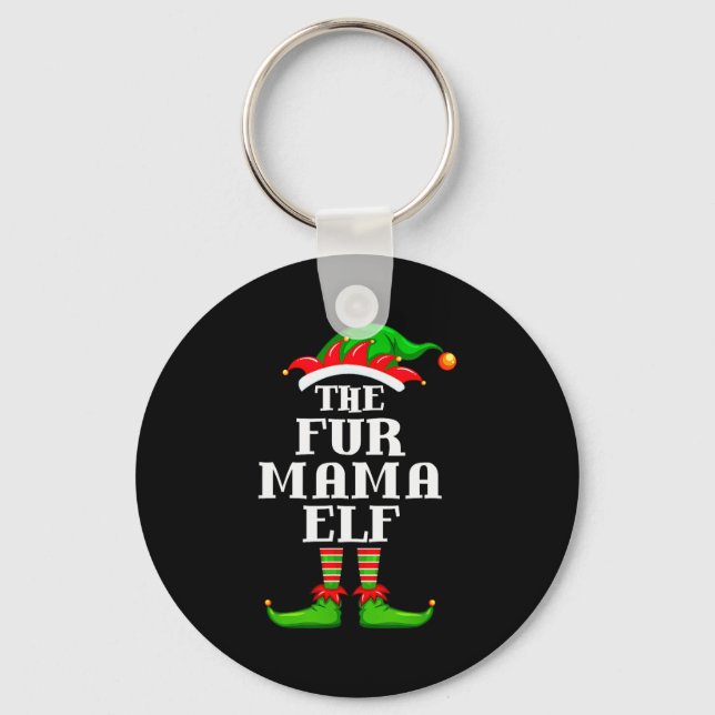 Llavero Fur Mama Elf Matching Family Group Christmas Party (Anverso)