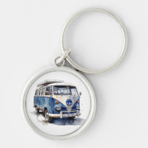 Llavero Furgoneta vintage en azul Delft personalizable