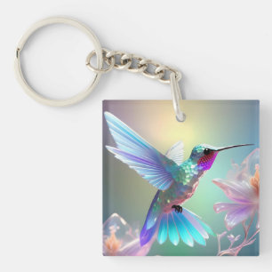 Llavero Fusión deslumbrante: Hummingbird de vidrio arco ir