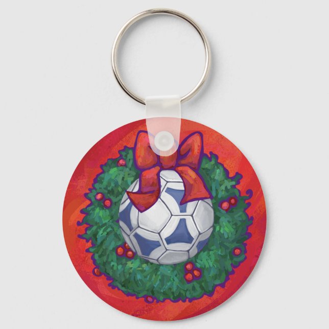 Llavero Futbal festivo en guerra en rojo (Anverso)