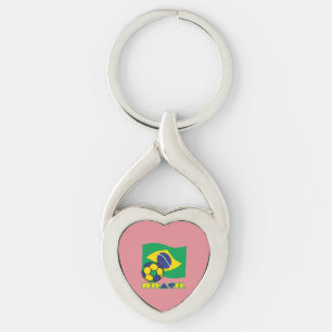 Llavero Futbol Brasileño y Bandera Brasil en Portugués