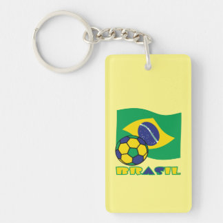 Llavero Futbol Brasileño y Bandera Brasil en Portugués