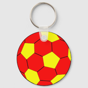 Llavero Fútbol del fútbol rojo y amarillo