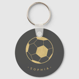 Llavero Fútbol moderno personalizado en negro y oro