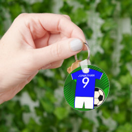 Llavero Fútbol personalizado Jersey azul y blanco