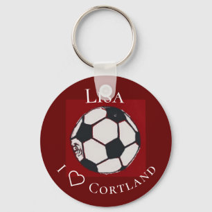 Llavero Fútbol rojo blanco y negro personalizado