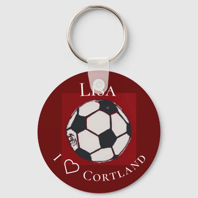 Llavero Fútbol rojo blanco y negro personalizado (Anverso)