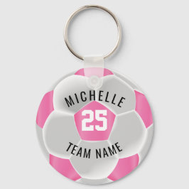 Llavero Fútbol - rosa y blanco