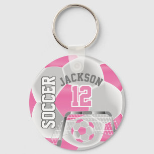 Llavero Fútbol rosa y blanco ⚽ deporte de bolas