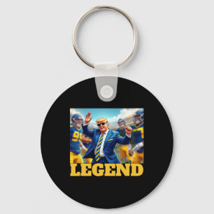 Llavero Fútbol Trump Bailando Collegiario Azul Y Amarillo