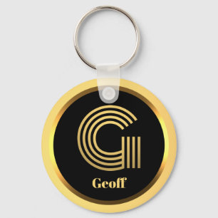 Llavero G Carta monogramada de oro personalizada