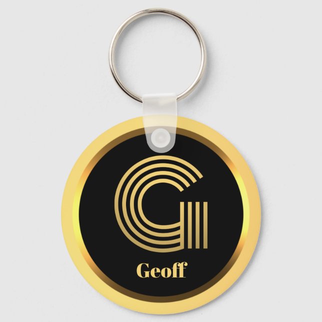 Llavero G Carta monogramada de oro personalizada (Anverso)