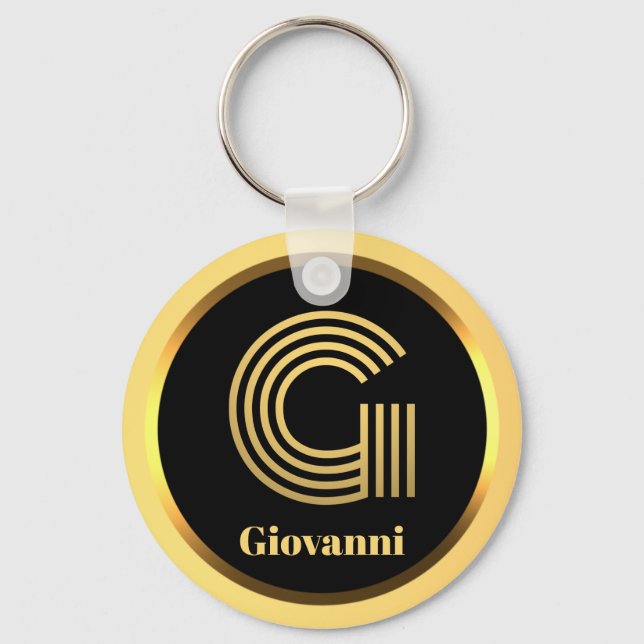 Llavero G Letra Gold Monogramada Keychain Personalizada (Anverso)