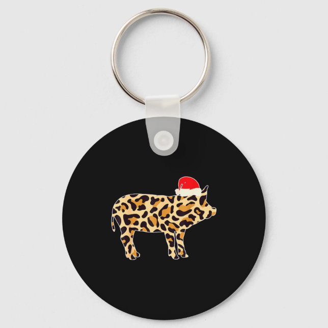 Llavero G With Santa Hat Family Matching Christmas Leopard (Anverso)