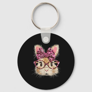 Llavero Gafas de cara de conejo divertido bandana leopardo