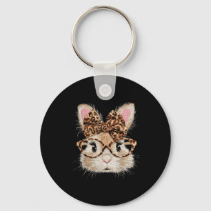 Llavero Gafas de cara de conejo divertido bandana leopardo