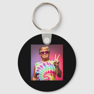 Llavero Gafas de hippie de estampado Tie-Dye de Trump – Sí