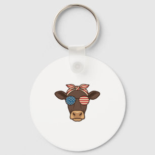 Llavero Gafas de sol con cabeza de vaca patriótica diseño 