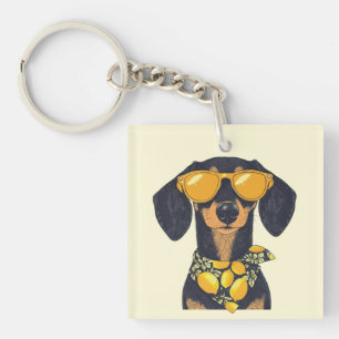 Llavero Gafas de sol para perros Cool Dachshund Limones