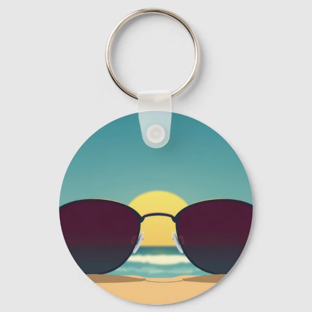 Llavero Gafas de sol Retro Beach y Sol (Anverso)