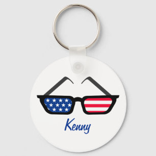 Llavero Gafas de sol retro con bandera norteamericana patr