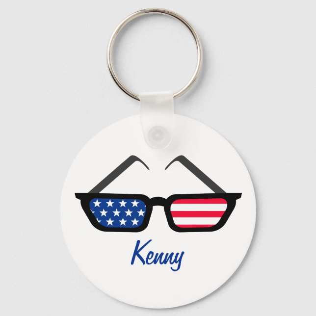 Llavero Gafas de sol retro con bandera norteamericana patr (Anverso)