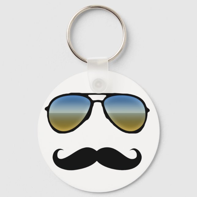 Llavero Gafas de sol retro divertidas con bigote (Anverso)