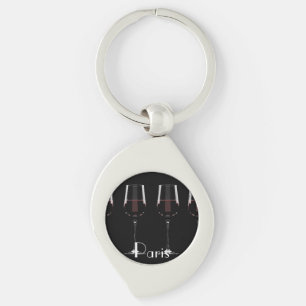 Llavero Gafas de vino con vino tinto en negro