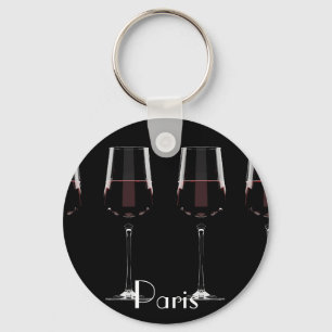 Llavero Gafas de vino con vino tinto en negro