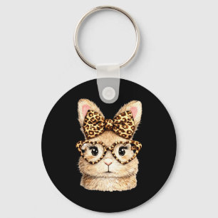 Llavero Gafas divertidas cara de conejo bandana leopardo c