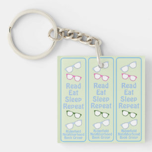 Llavero Gafas divertidas Leer Comer Dormir Repetir
