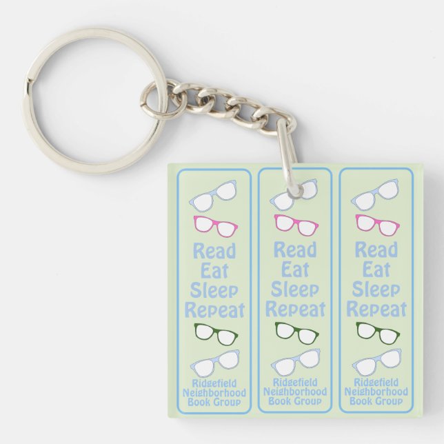Llavero Gafas divertidas Leer Comer Dormir Repetir (Frente)