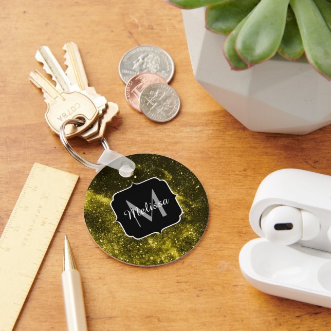 Llavero Galaxia abstracta negra de color amarillo oscuro M (Escritorio )