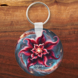 Llavero Galaxia de Poinsettia floral festiva personalizada