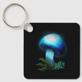 Llavero Galaxia Shiitake brillante hongo azul claro Metali