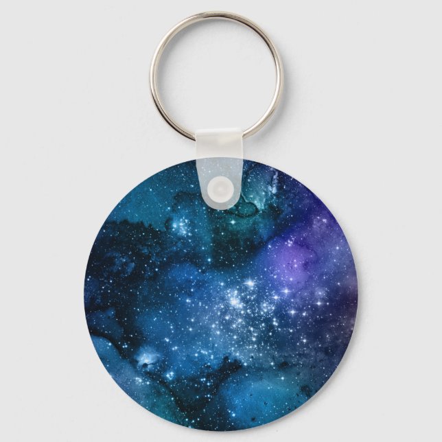 Llavero Galaxy Lovers Starry Space Blue Sky White Sparkles (Anverso)