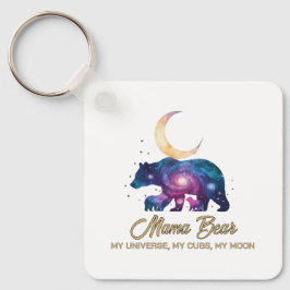 Llavero Galaxy Mama Bear & Cubs Moon Silhouette