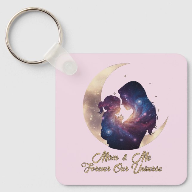 Llavero Galaxy Mama & Child Silhouette Moon Art (Anverso)