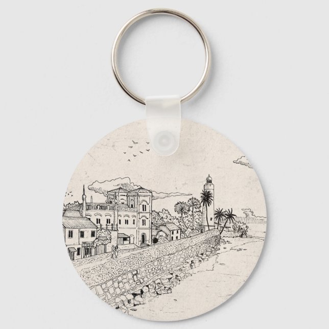 Llavero Galle Dutch Fort Sri Lanka Pen Ilustracion de tint (Anverso)