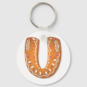 Llavero Galleta de jengibre letra U monograma galleta de f