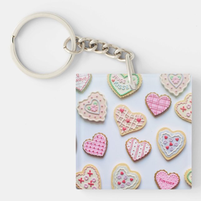 Llavero galletas del corazón del el día de San Valentín (Frente)