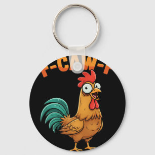Llavero Gallina de dibujos animados divertida que dice F-c