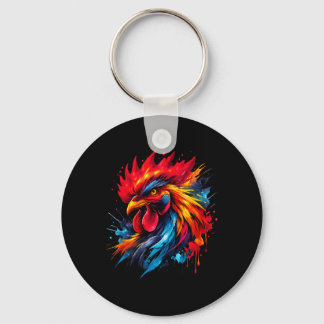 Llavero Gallo Antiguo Gallo de pelea Entusiasta Pintado _